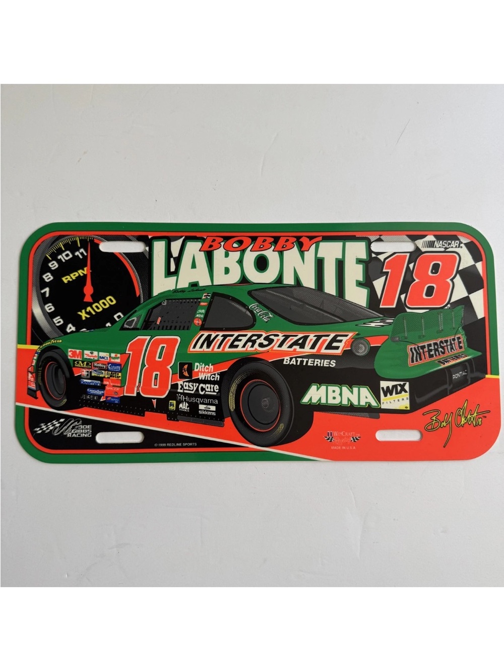 Vintage 90s WinCraft NASCAR Bobby Labonte 1999 Racing Plastic License Plate